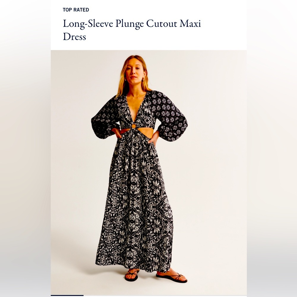 Abercrombie & Fitch Long-Sleeve Plunge Cutout Maxi dress